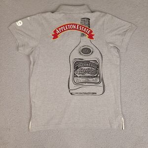 Appleton Estate Jamaica Rum Polo Shirt Mens Large Gray Organic Cotton Embroidery